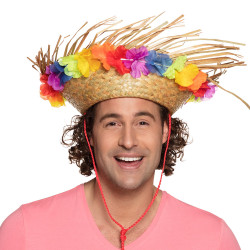 Plážový slamák s havajskými květy